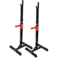 CCLIFE Estante Barra Pesas Soporte Barra Pesas Sentadillas con Levantamiento Pesas Ajustable Carga MAX 150 KG，Ajustable…